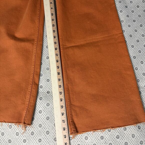 Zara The Marine Straight Wide Leg Jeans Raw Hem High Rise Womens Size 4 Coral - Picture 13 of 16